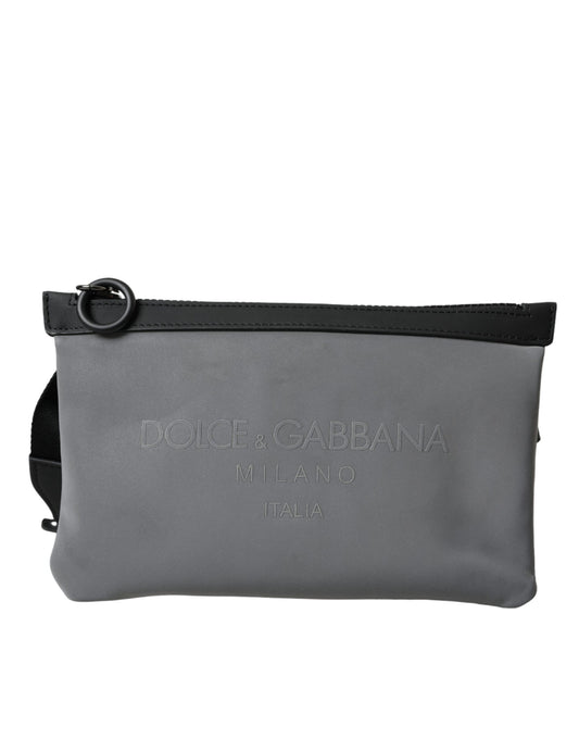 Dolce & Gabbana – Gürteltasche aus Neopren mit Logo und Reißverschluss in Grau