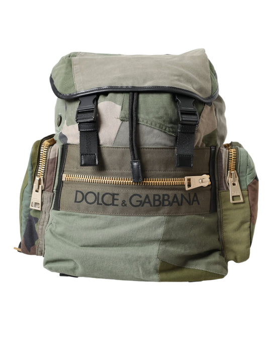 Dolce & Gabbana Militärgrüner Patchwork-Rucksack