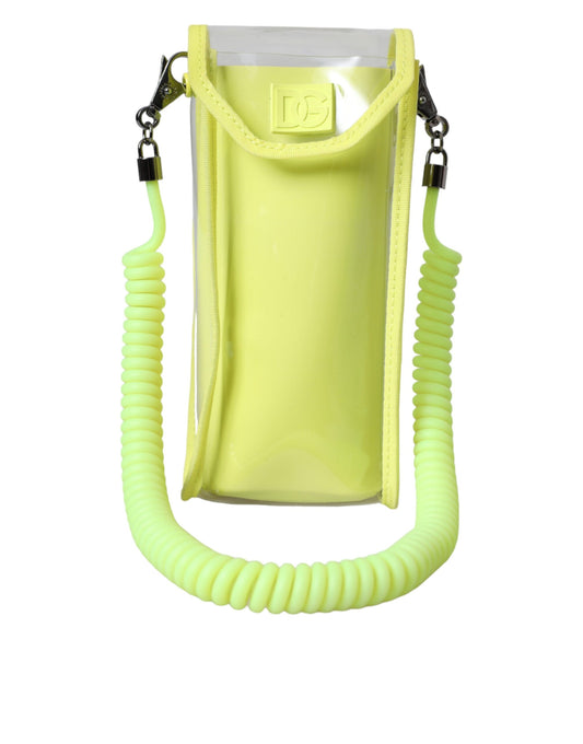 Dolce & Gabbana Gelbgrüne Kunststoff-Kartenetui mit DG-Logo am Umhängeband