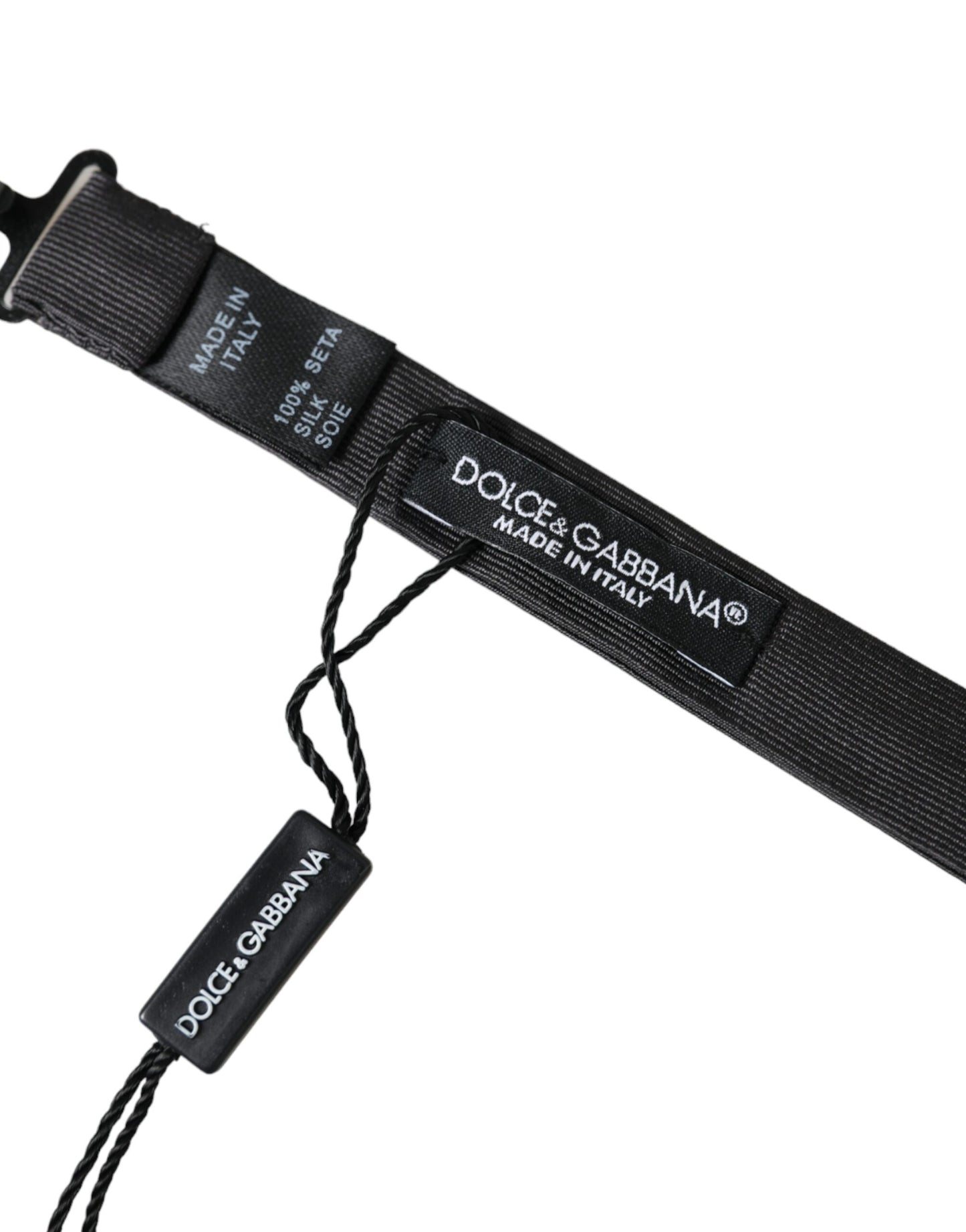 Dolce & Gabbana Herrenfliege mit verstellbarem Halsausschnitt, schwarze Seide