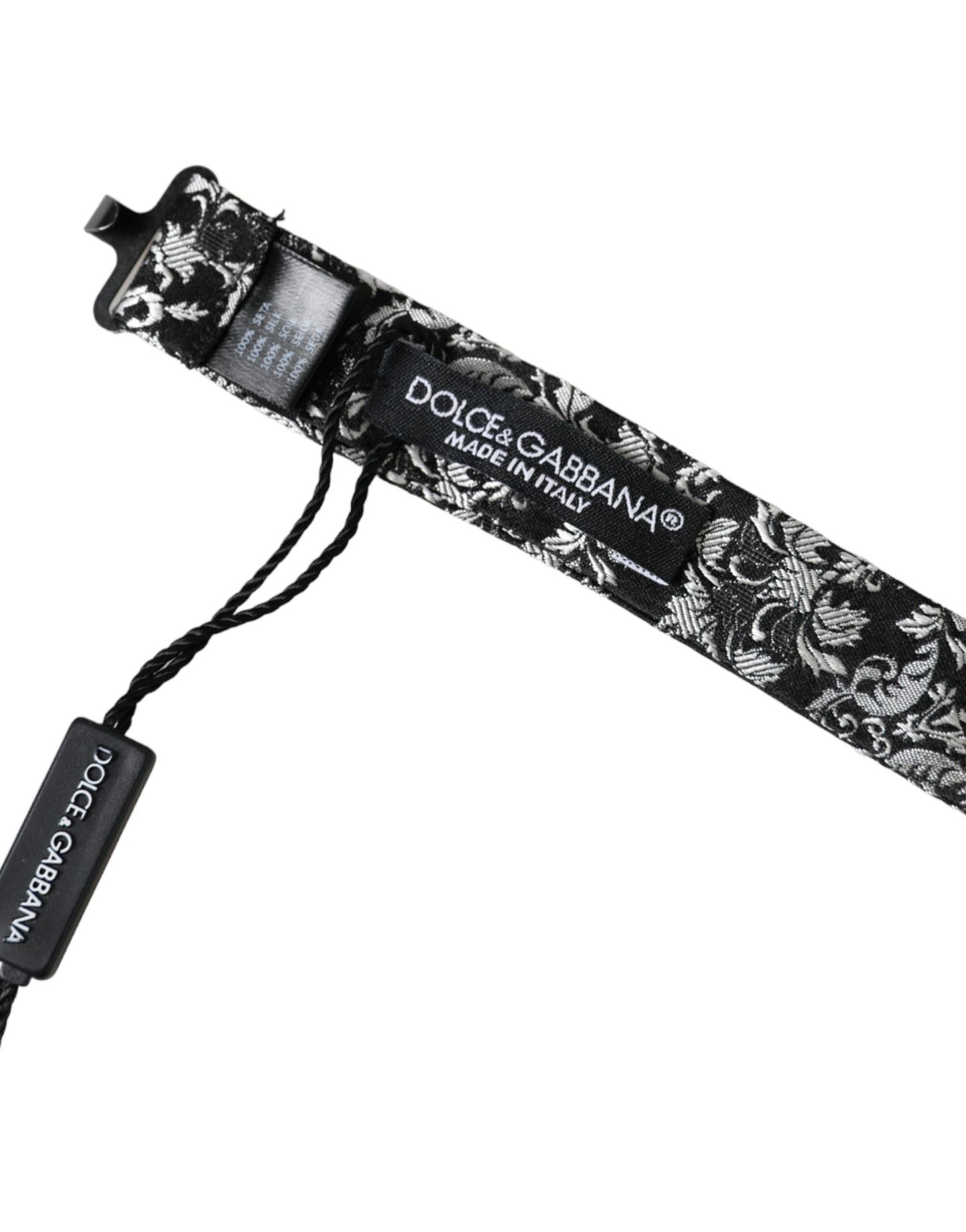 Dolce & Gabbana Schwarze, florale Seidenfliege mit verstellbarem Halsausschnitt