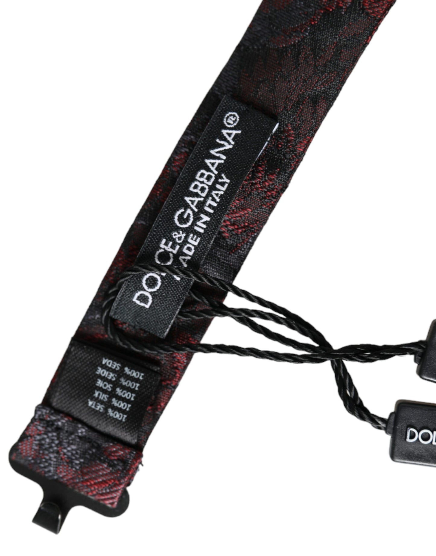 Dolce & Gabbana Rot-Schwarze Fliege mit Blumenmuster, verstellbarer Halsausschnitt