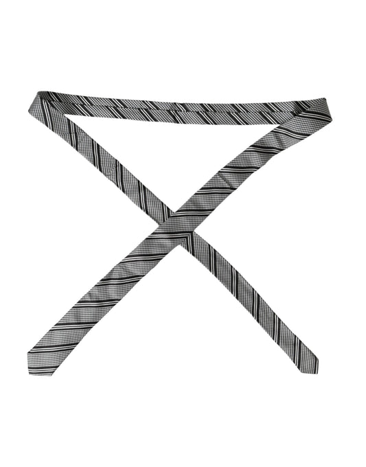 Dolce & Gabbana – Verstellbare Seidenkrawatte mit schwarzen und weißen Streifen