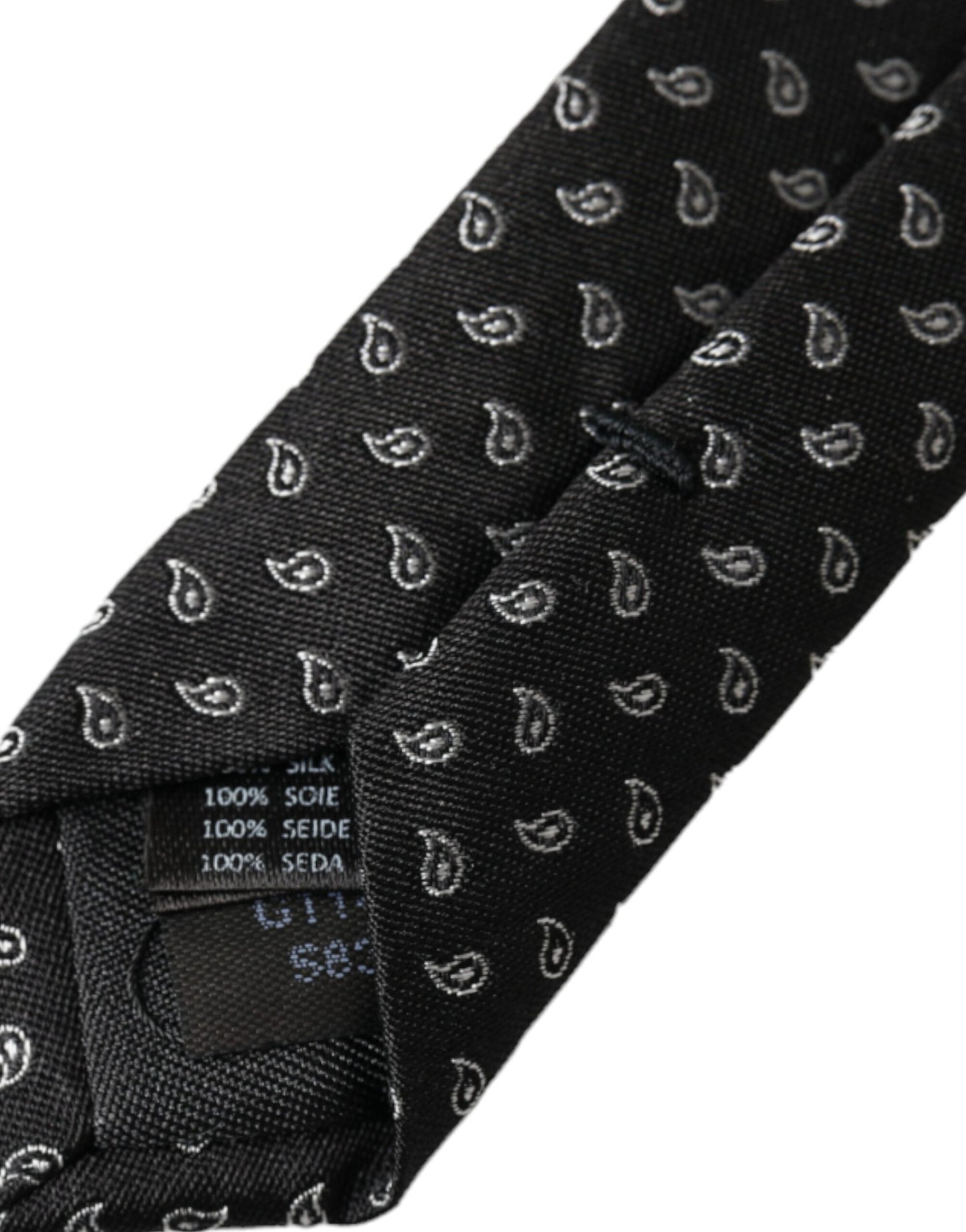 Dolce & Gabbana – Verstellbare Herrenkrawatte aus schwarzer Seide mit Jacquardmuster