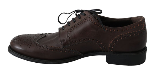 Dolce & Gabbana – Braune Brogue-Derby-Schuhe aus Leder