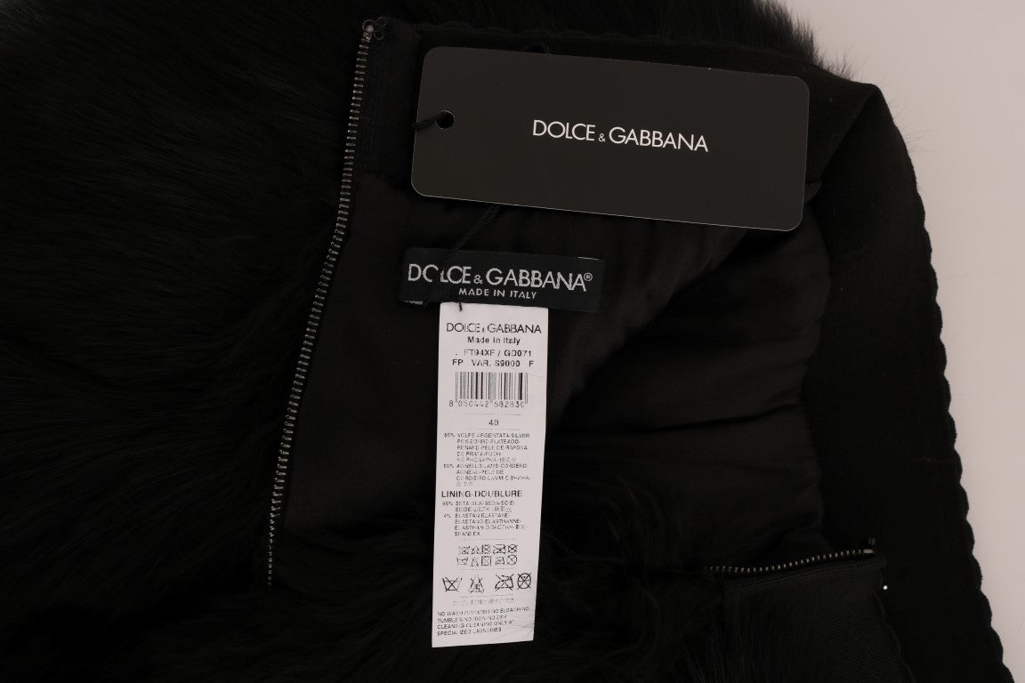 Dolce & Gabbana – Schwarze Mini-Hotpants aus Lammfuchspelz