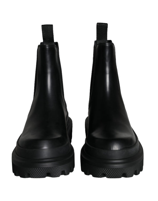 Dolce & Gabbana – Slipper aus Stretch-Trekkingstiefeln aus schwarzem Leder