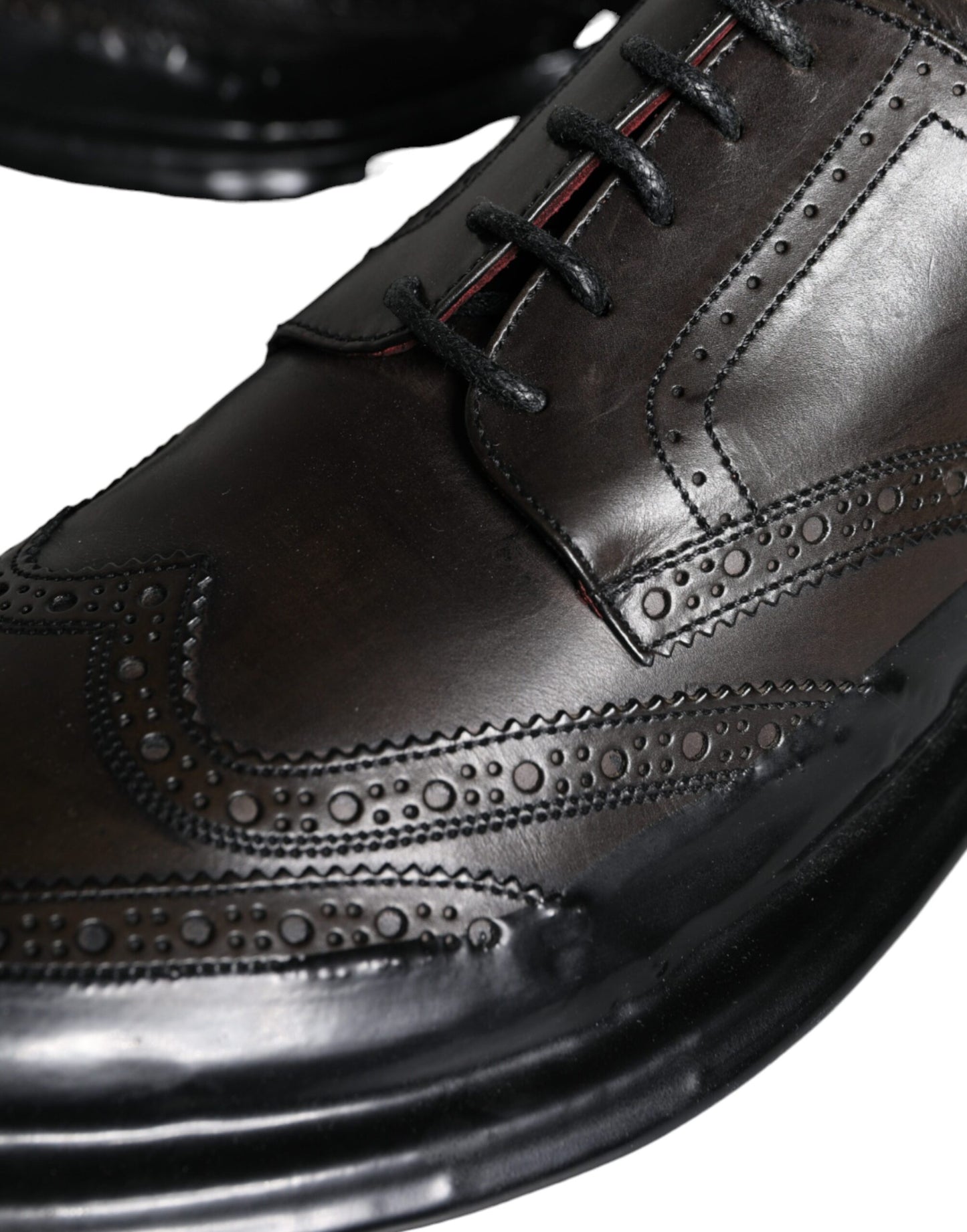 Dolce & Gabbana – Oxford-Schuhe aus schwarzem Leder mit Flügelkappe für formelle Herren