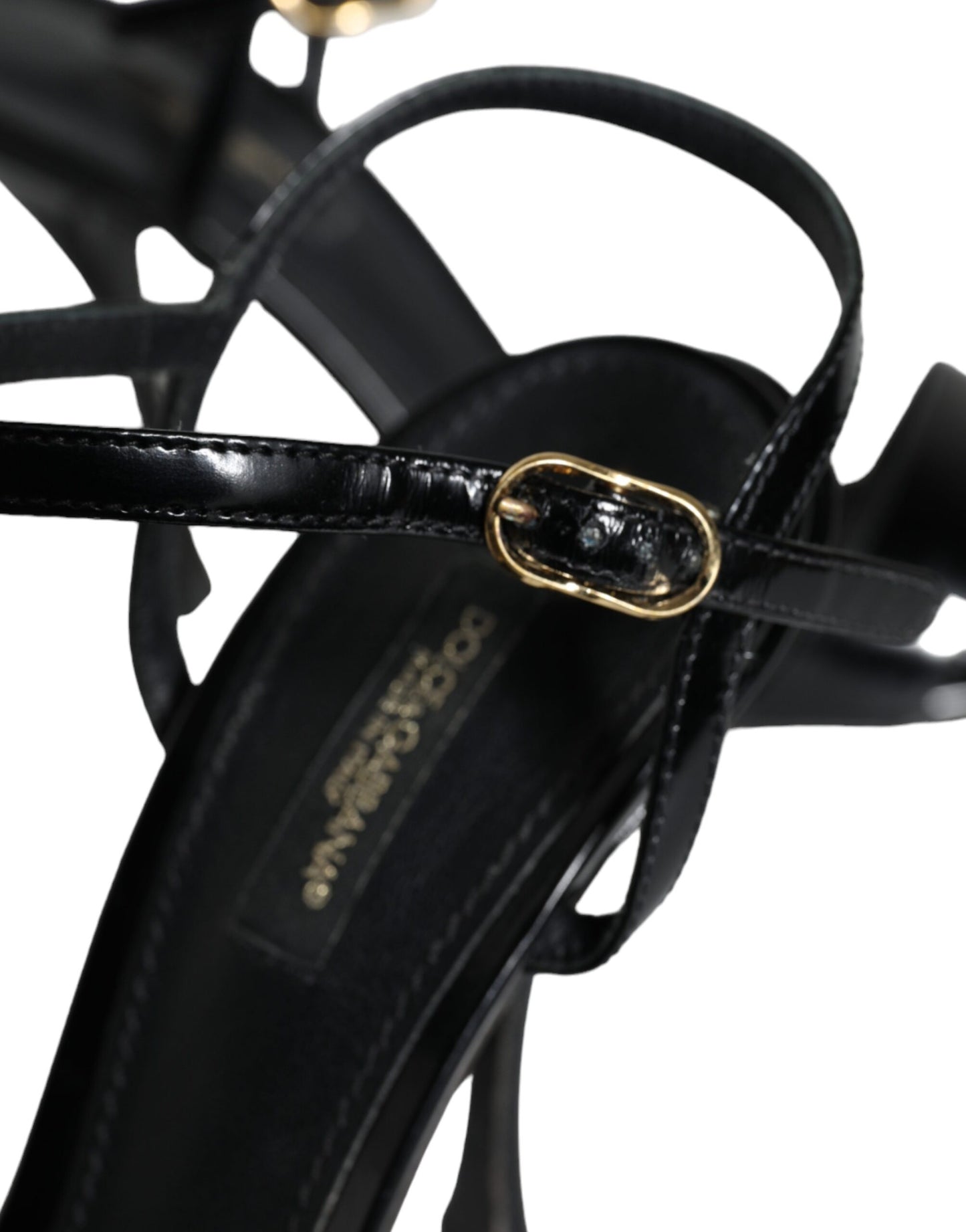 Dolce & Gabbana Schwarze KEIRA Leder Heels Sandalen Schuhe