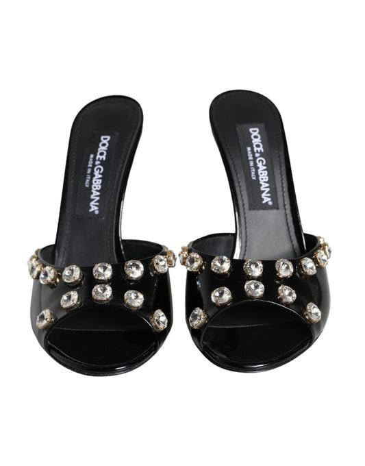 Dolce & Gabbana Schwarze Kristall Heels Keira Sandalen Schuhe