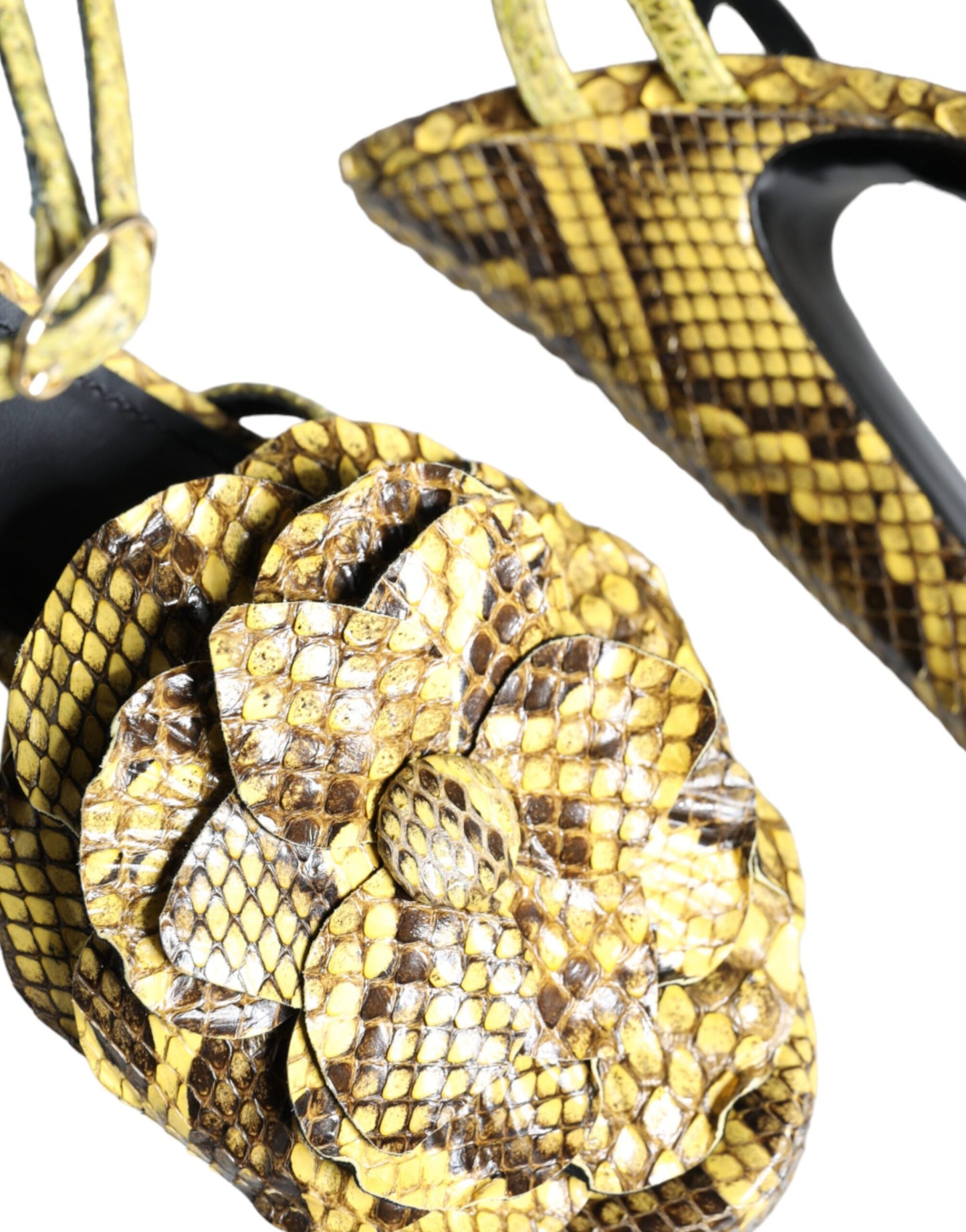 Dolce & Gabbana Gelb Exotisches Leder Knöchelriemen Heels Sandalen Schuhe