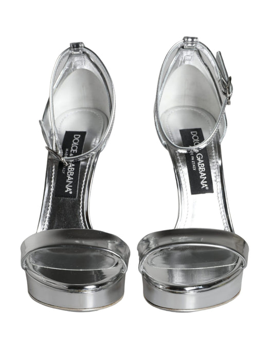 Dolce & Gabbana Silber KEIRA Heels Knöchelriemen Sandalen Schuhe
