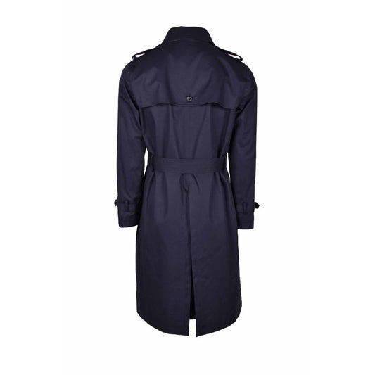 Aquascutum Blue Cotton Men's Trench Coat