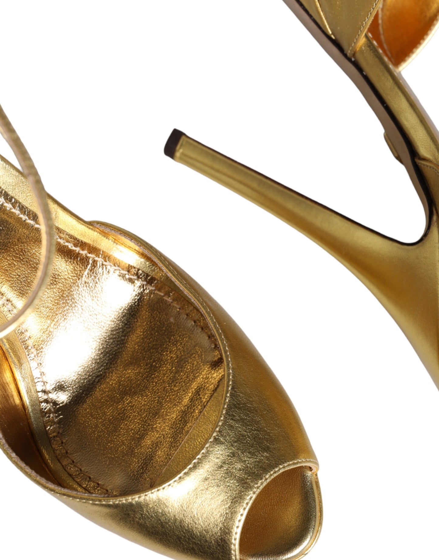 Dolce & Gabbana Gold Bette Leder Heels Sandalen Schuhe