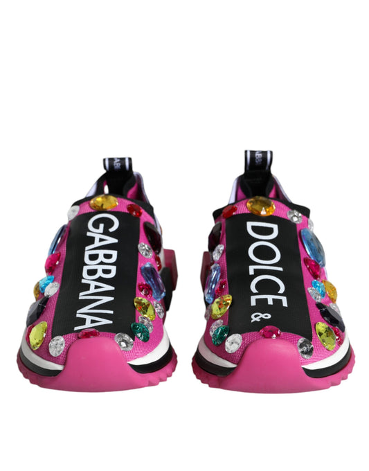 Dolce & Gabbana Pink Sorrento Kristalle Low Top Sneakers Schuhe