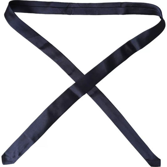 Dolce & Gabbana Dunkelblaue schmale, verstellbare Seidenkrawatte