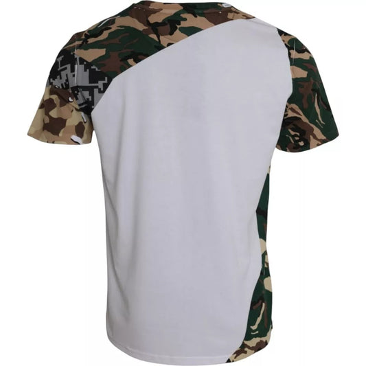 Dolce & Gabbana – Weißes T-Shirt mit Rundhalsausschnitt und Camouflage-Sternen