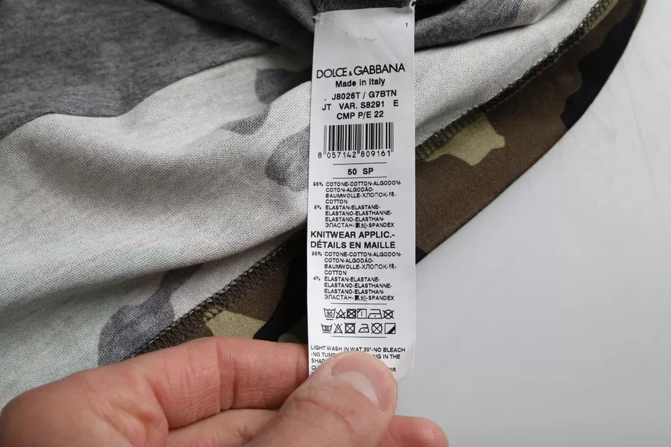 Dolce & Gabbana Mehrfarbiges Camouflage-T-Shirt aus Baumwolle mit Rundhalsausschnitt für Herren