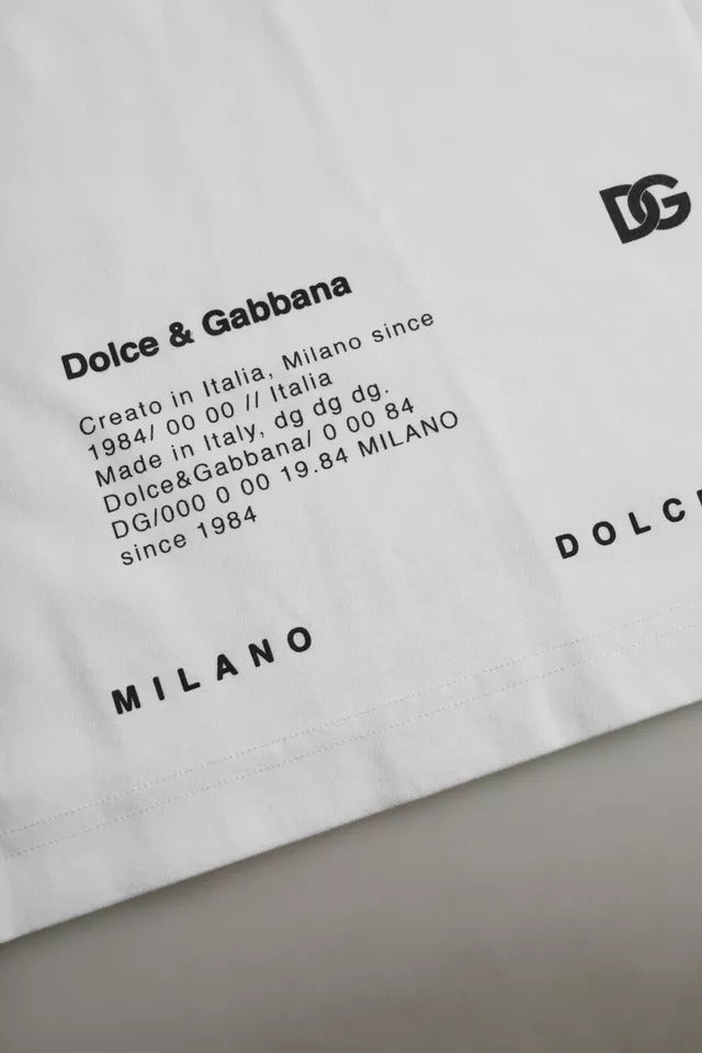 Dolce & Gabbana – Weißes Herren-T-Shirt aus Baumwolle mit rotem Lippen-Print