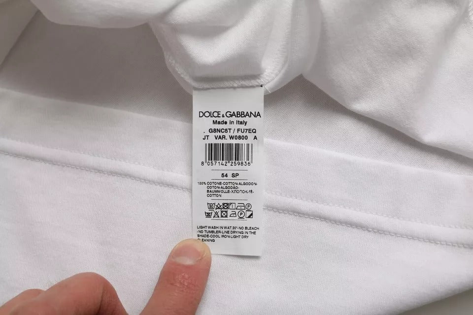 Dolce & Gabbana – Weißes, kurzärmliges T-Shirt aus Baumwolle mit Rundhalsausschnitt