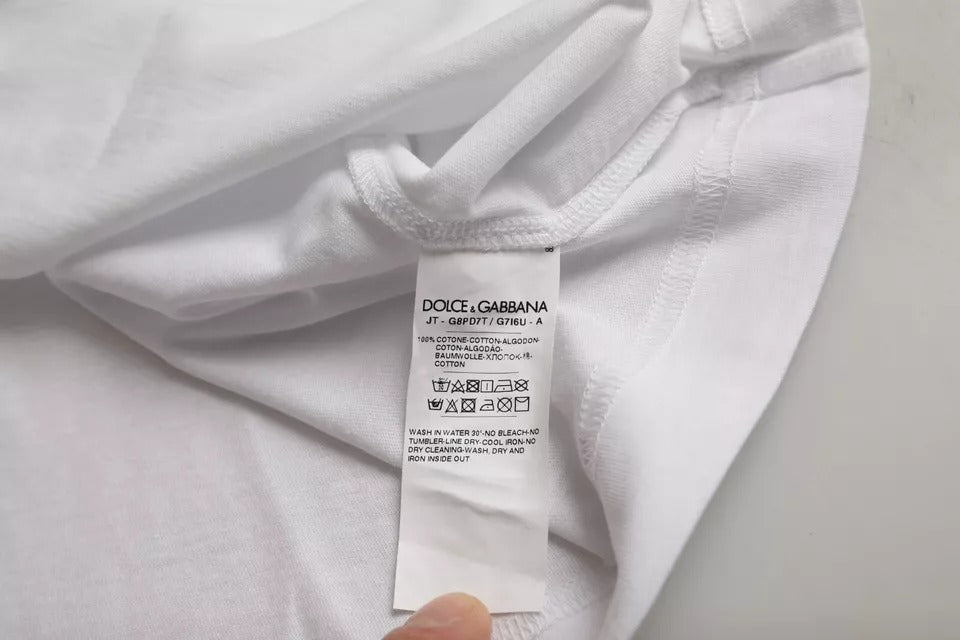 Dolce & Gabbana – Weißes T-Shirt mit Rundhalsausschnitt und kurzen Ärmeln und Logo