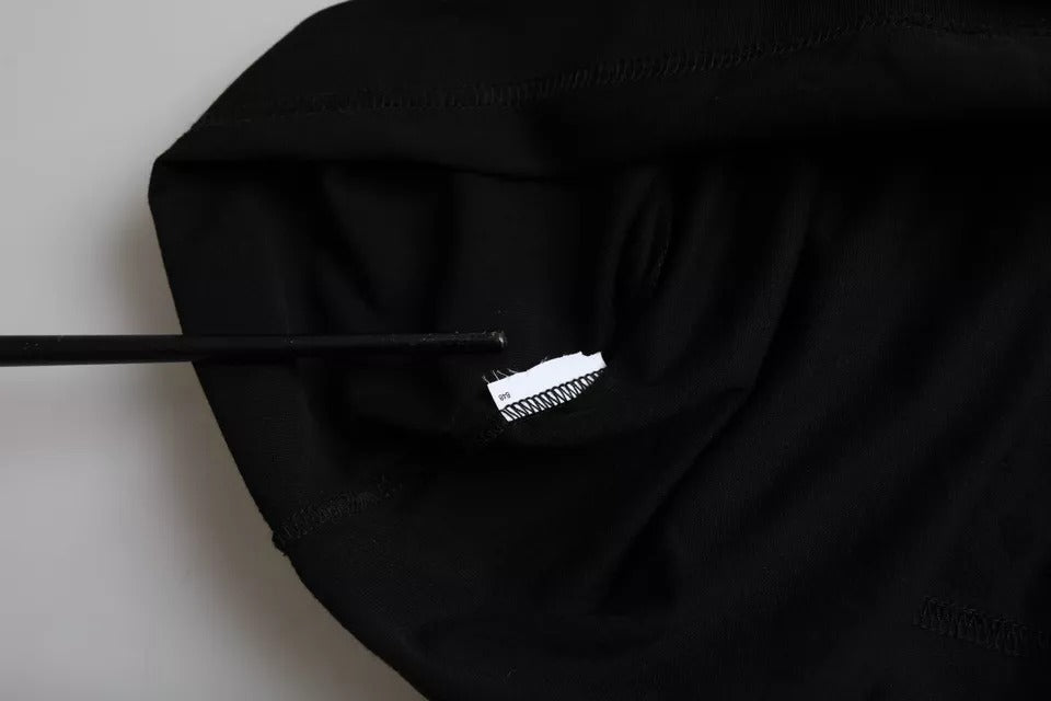Dolce & Gabbana – Schwarzes Baumwoll-T-Shirt mit Rundhalsausschnitt und Logoprägung