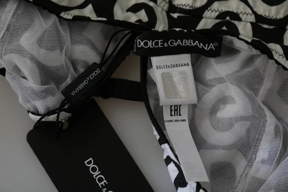 Dolce & Gabbana – Schwarze, ärmellose Bademode mit DG Mania-Print