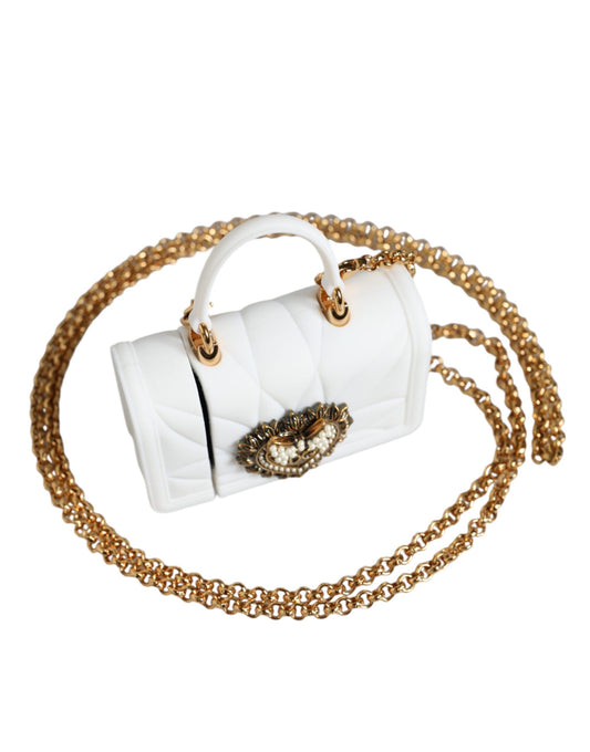 Dolce & Gabbana – Weiße Silikonhülle „Devotion Heart“ mit Handtasche und Airpod-Hülle