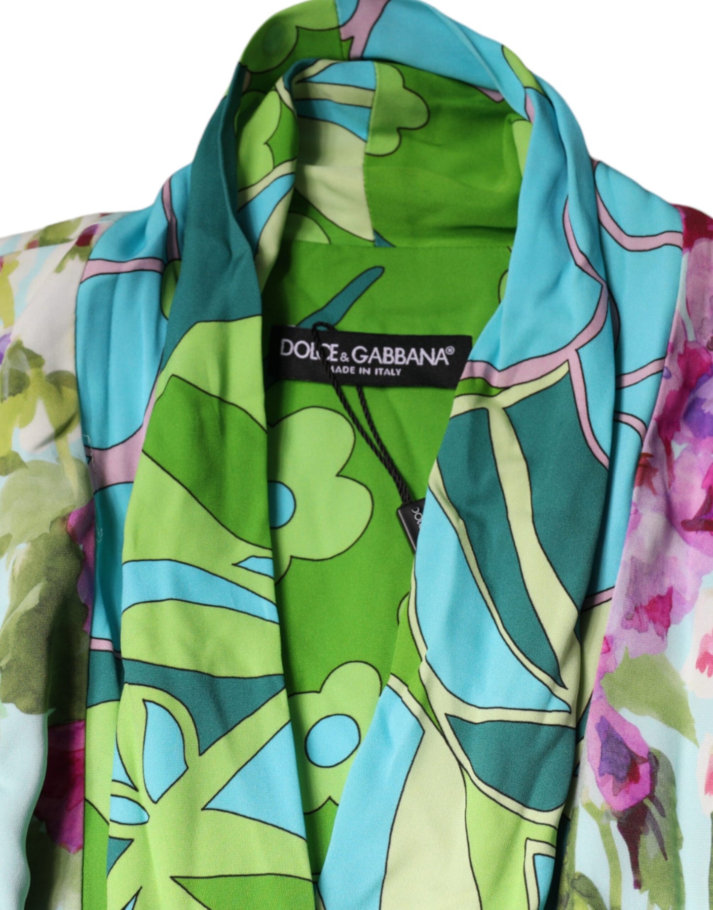 Dolce & Gabbana Wickelkleid aus Stretch-Seide mit mehrfarbigem Blumenmuster