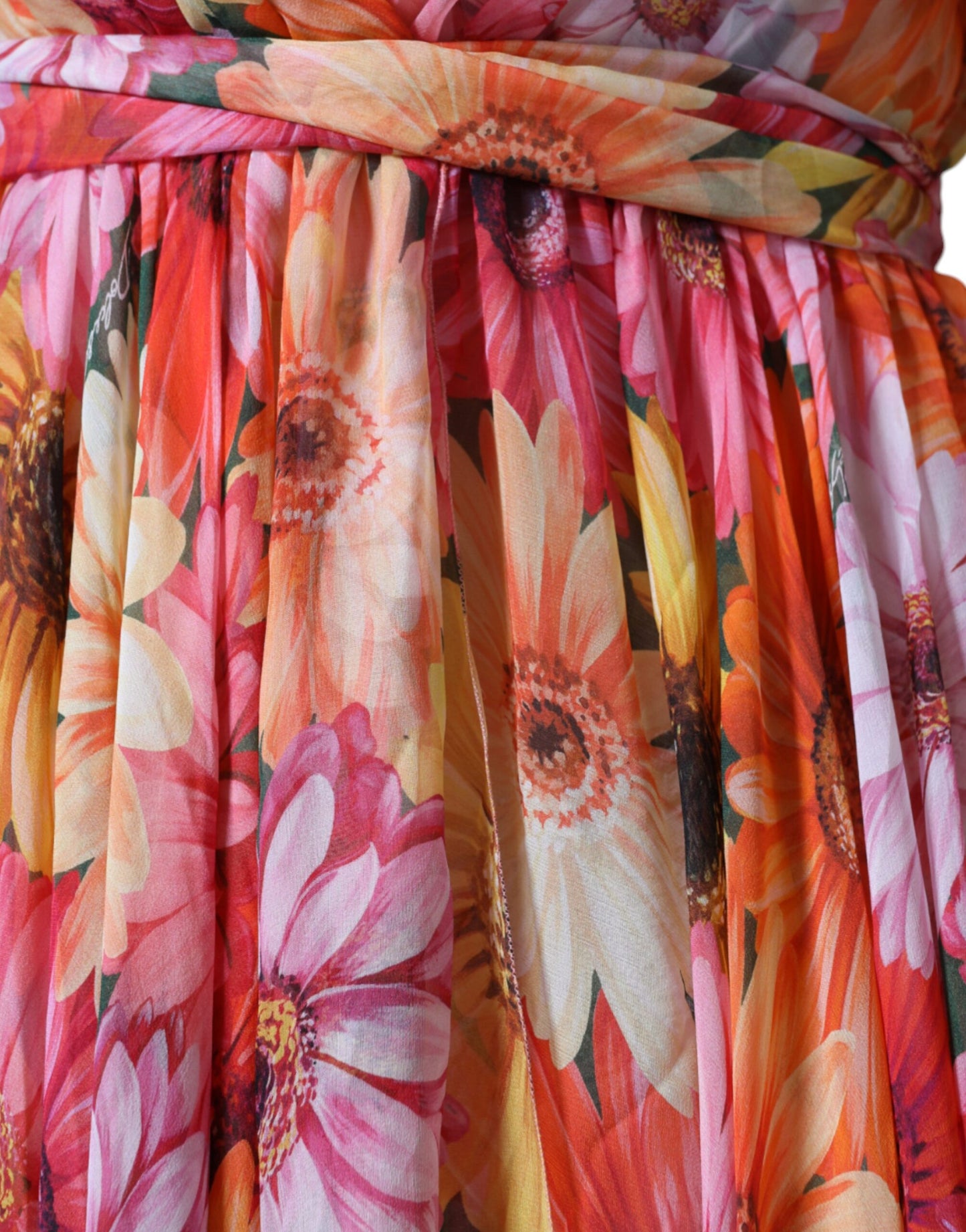 Dolce & Gabbana – Ärmelloses Midikleid mit V-Ausschnitt und mehrfarbigem Blumenmuster