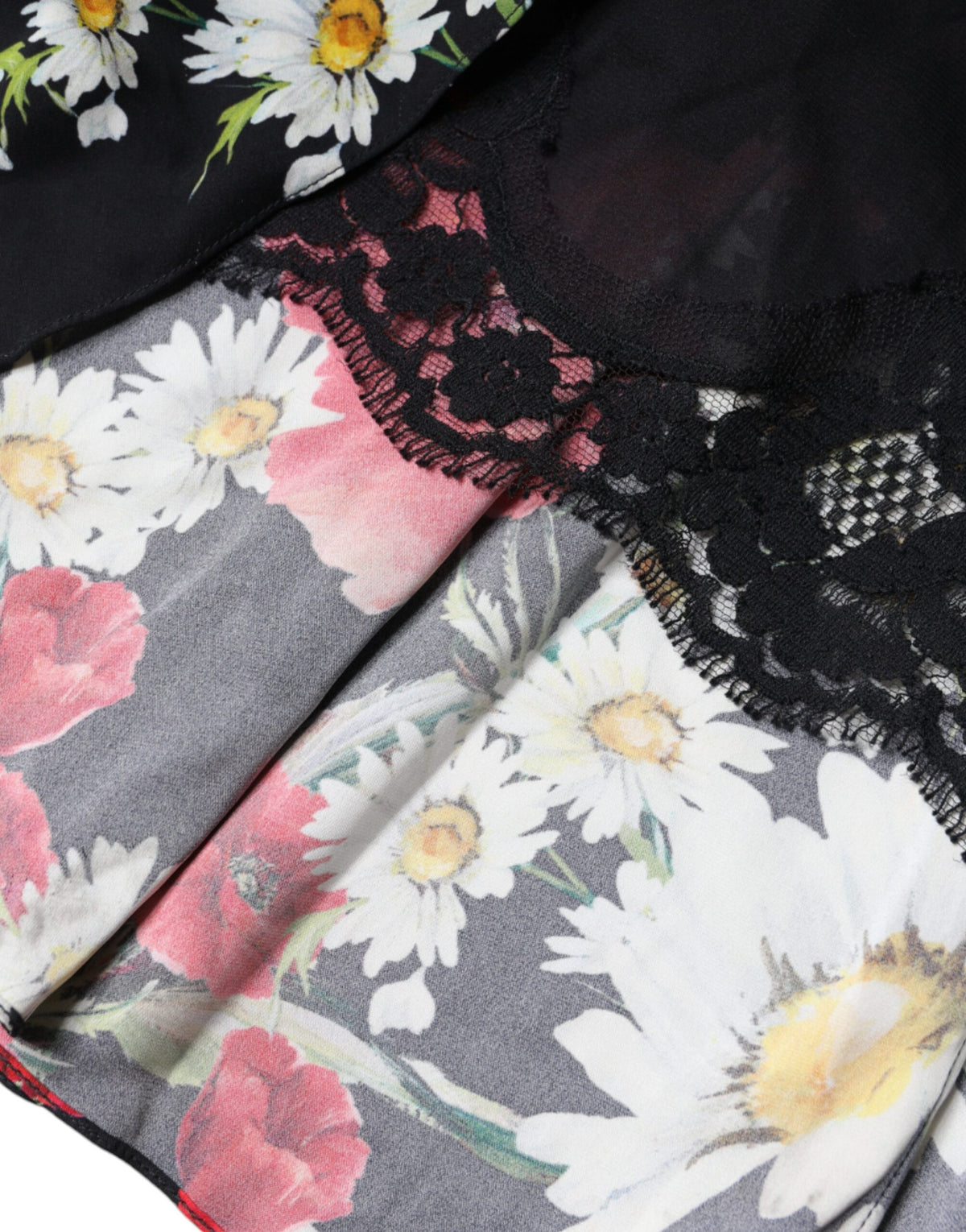 Dolce & Gabbana – Langes, ärmelloses Seidenkleid mit Blumenmuster in Schwarz