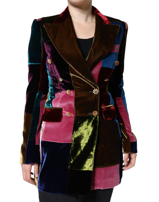 Dolce & Gabbana – Mehrfarbige, zweireihige Blazerjacke im Patchwork-Stil
