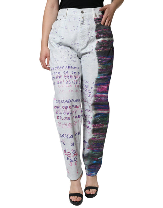 Dolce & Gabbana Mehrfarbige Jeans mit hohem Bund aus Stretch-Baumwolle