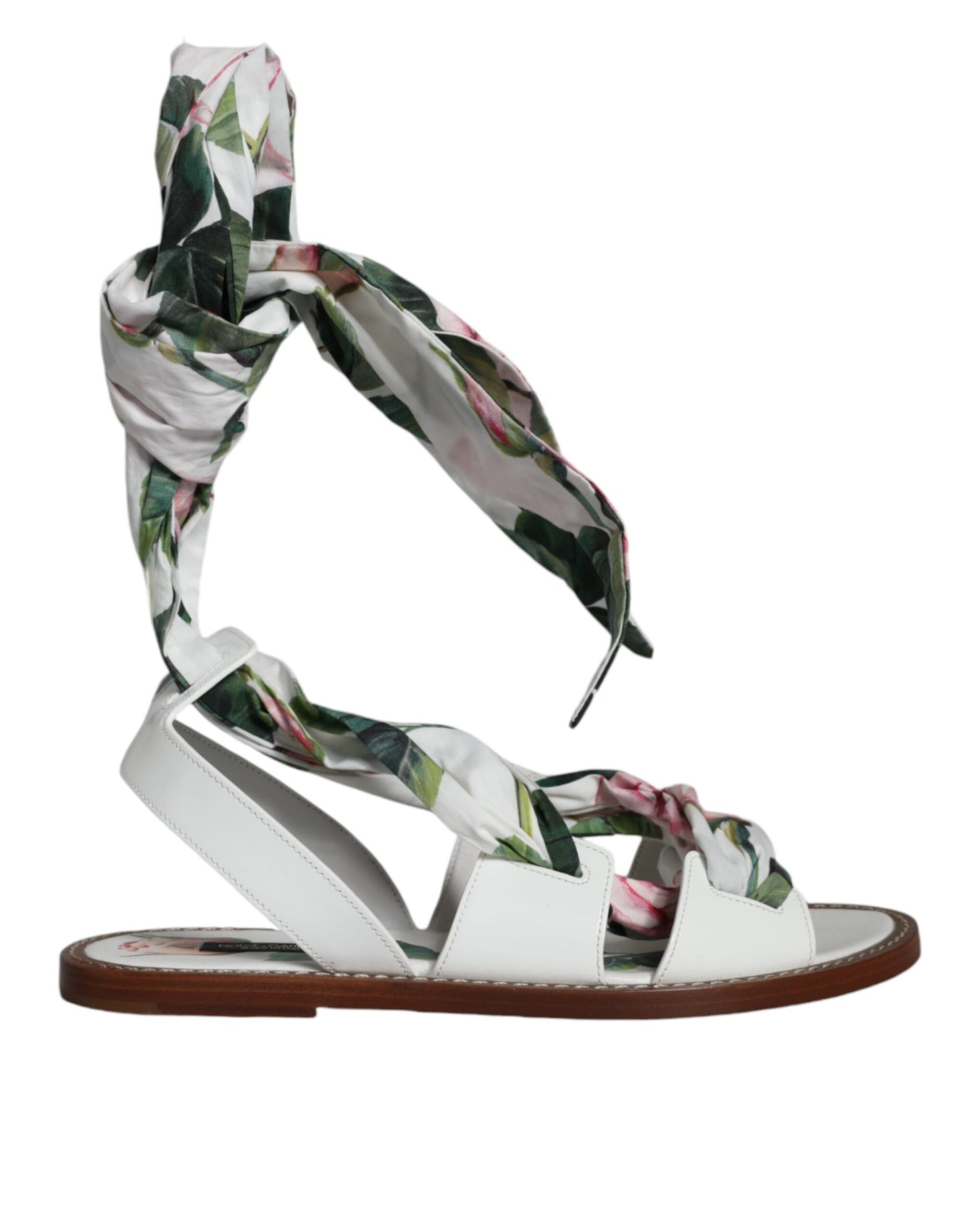 Dolce & Gabbana Sandalen mit mehrfarbigem Blumendruck und Knöchelriemen