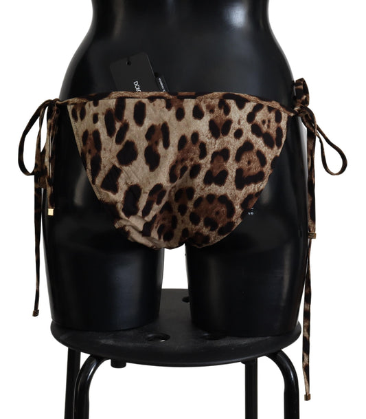 Dolce & Gabbana – Brauner Badeanzug mit Leopardenmuster und Bikinihose