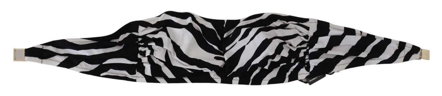 Dolce & Gabbana – Bandeau-Bikinioberteil mit Zebramuster in Schwarz und Weiß