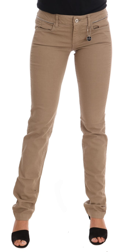 Costume National Slim Fit Jeans aus Baumwollstretch in Beige