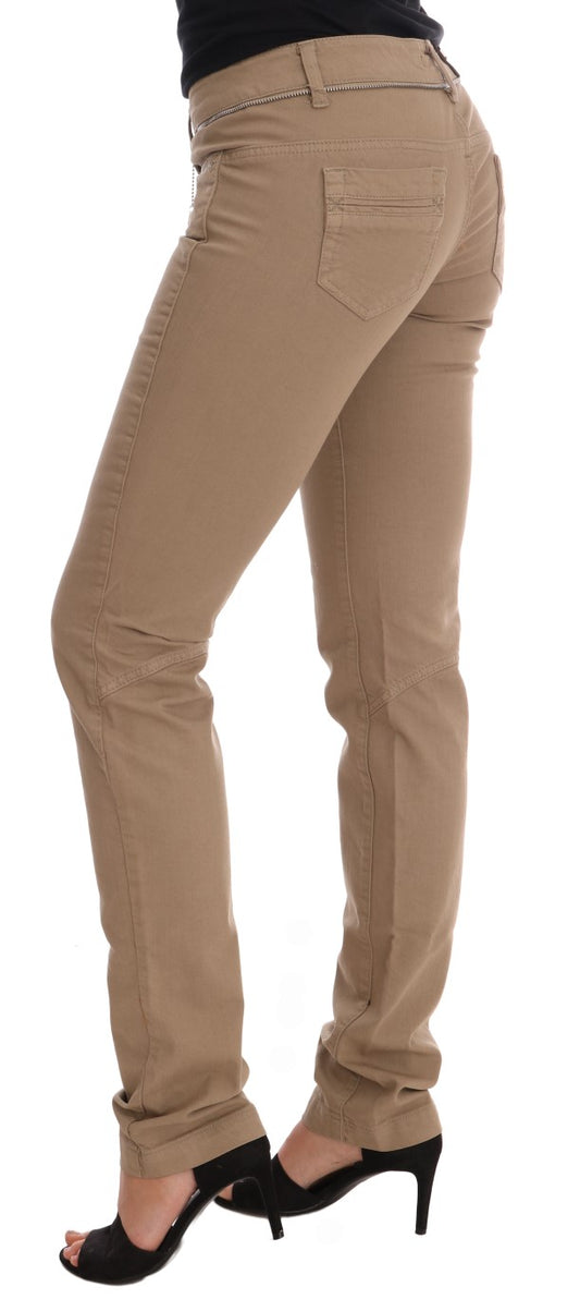 Costume National Slim Fit Jeans aus Baumwollstretch in Beige
