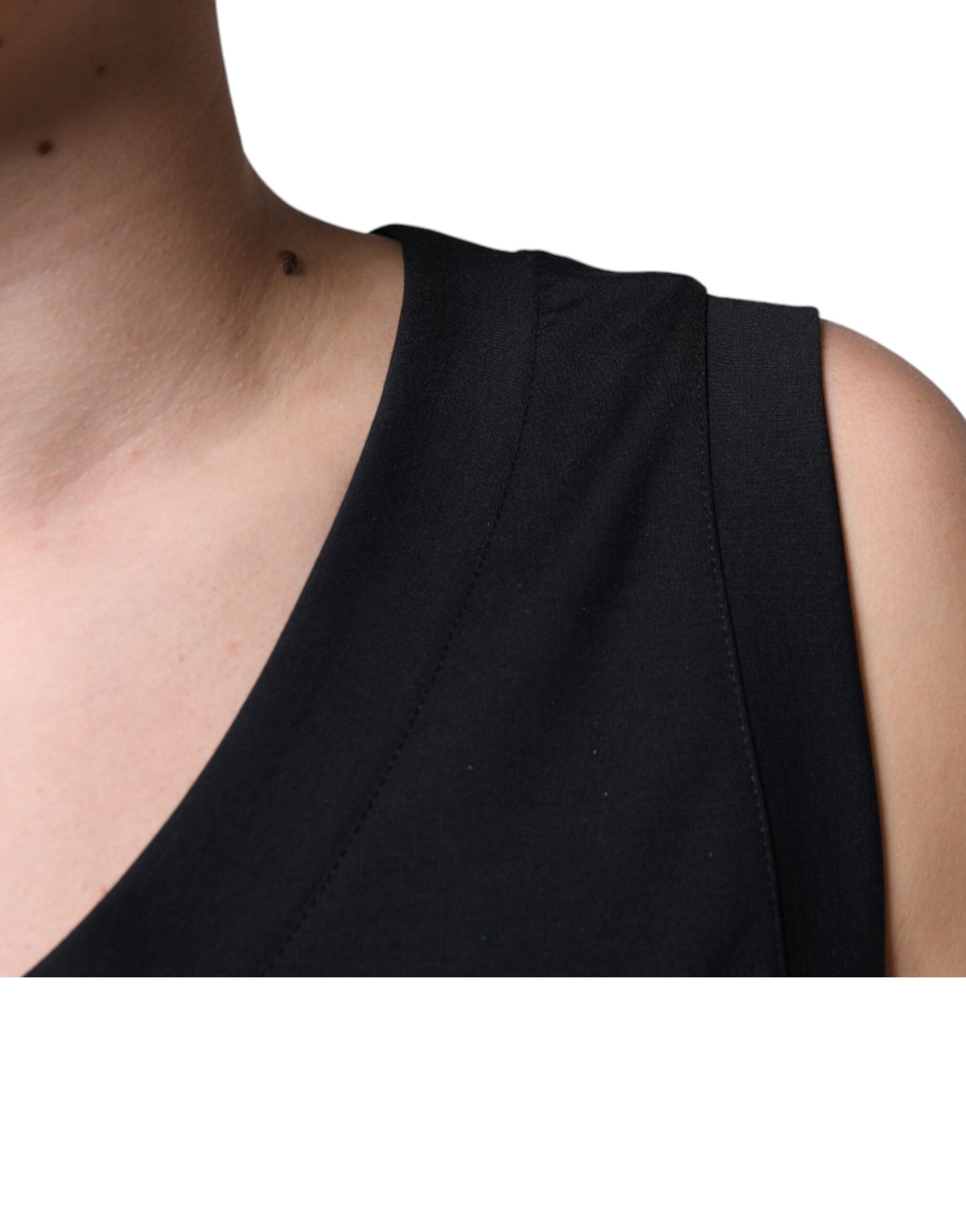 Dolce & Gabbana Schwarzes ärmelloses T-Shirt „Born To Be Free“ aus Baumwolle