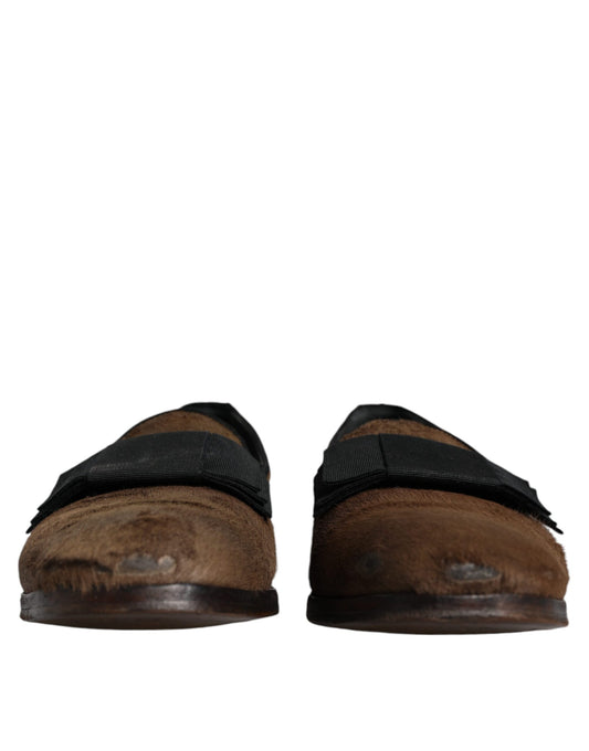 Dolce & Gabbana – Loafer aus braunem Kalbshaarleder, formelle Abendschuhe