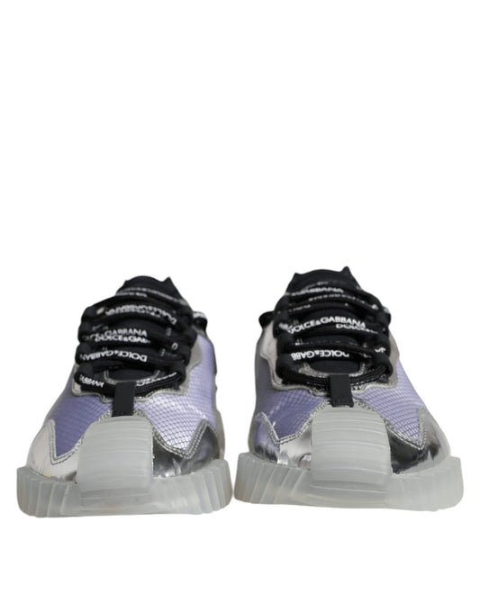 Dolce & Gabbana Silber Schwarz Nylon NS1 Low Top Sneakers Schuhe