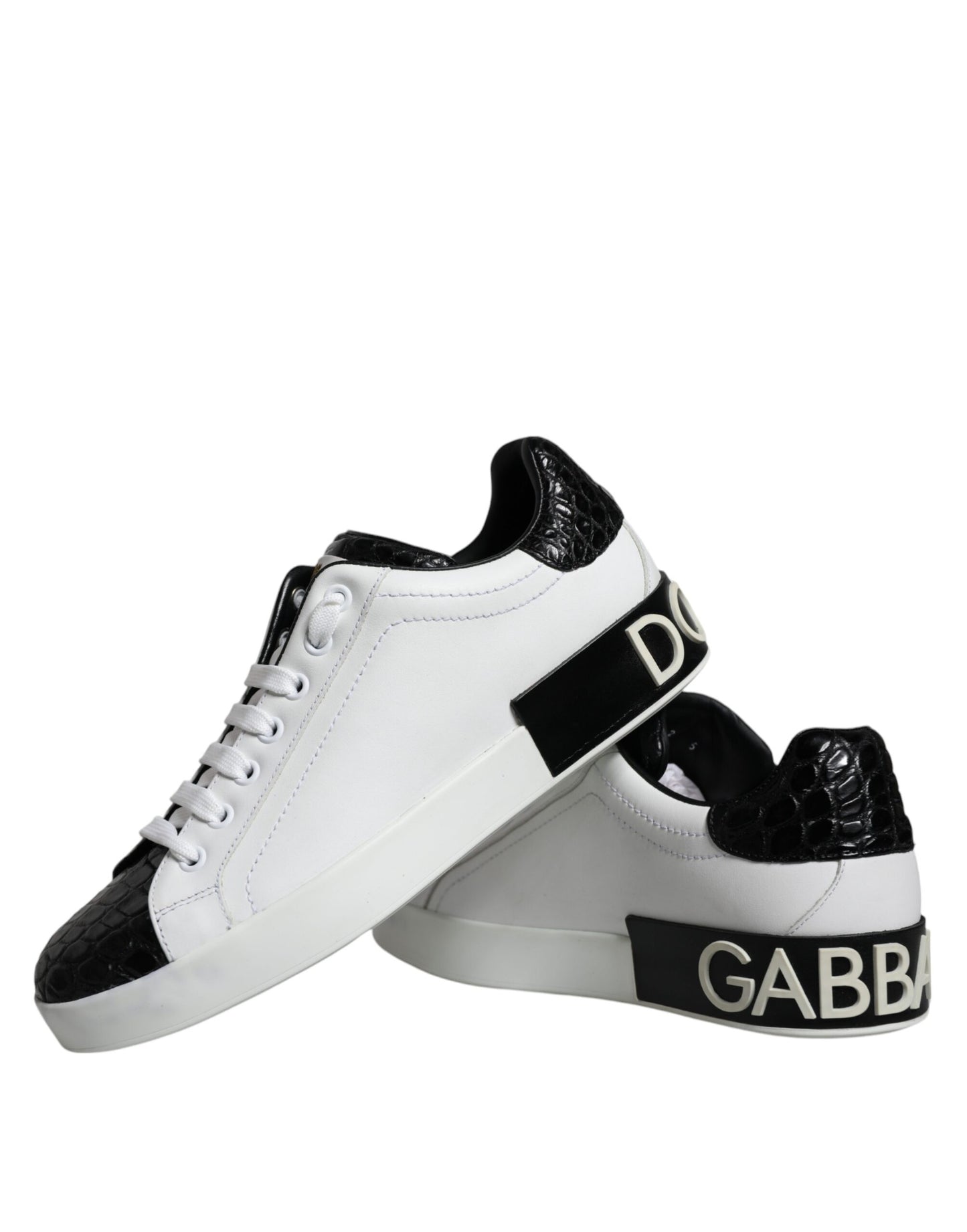 Dolce & Gabbana – Portofino-Sneakers aus schwarzem Leder mit Logo