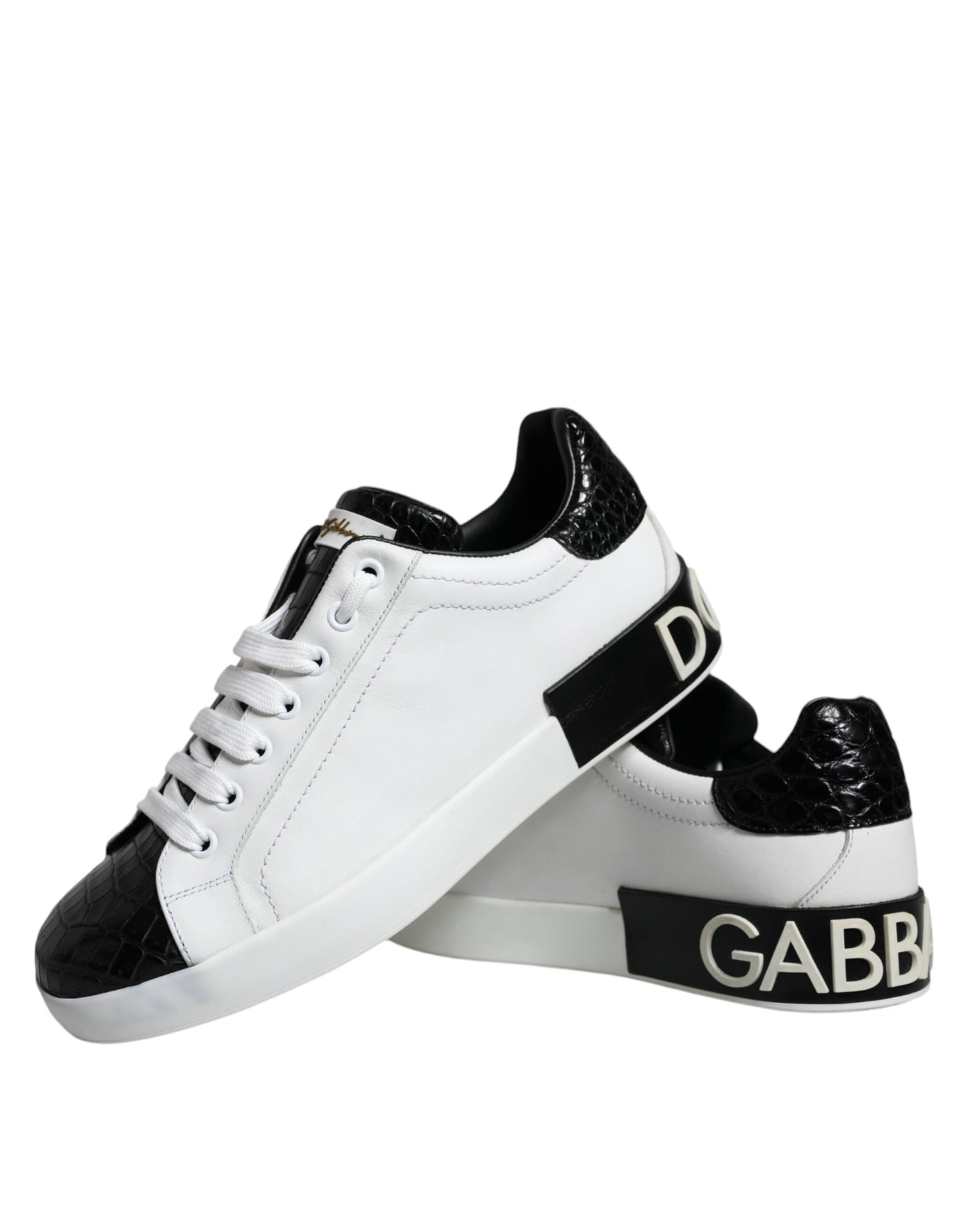Dolce & Gabbana – Portofino-Sneakers aus schwarzem Leder mit Logo