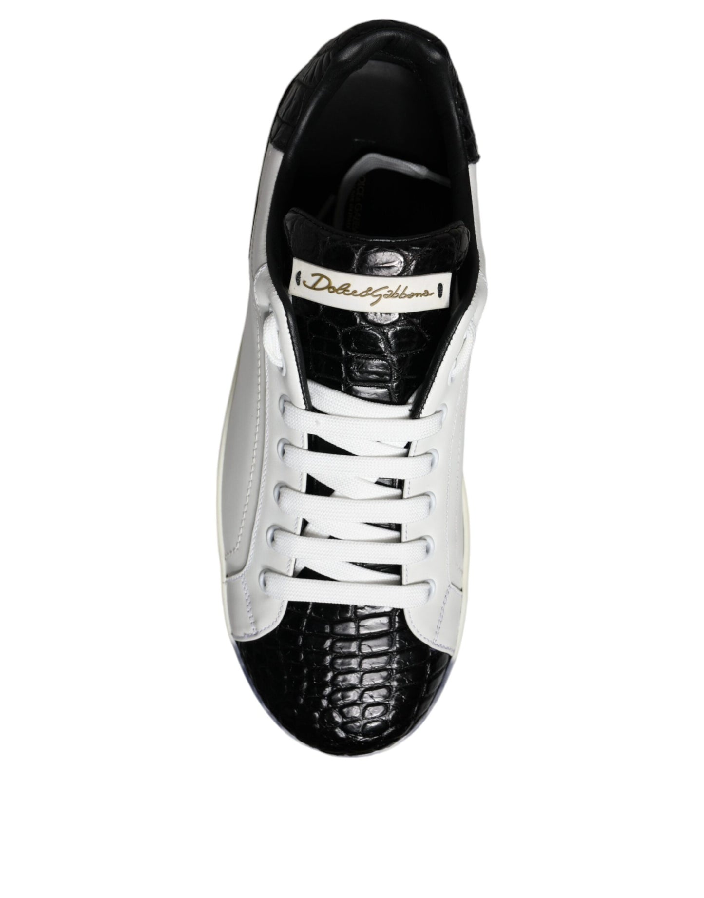 Dolce & Gabbana – Portofino-Sneakers aus schwarzem Leder mit Logo