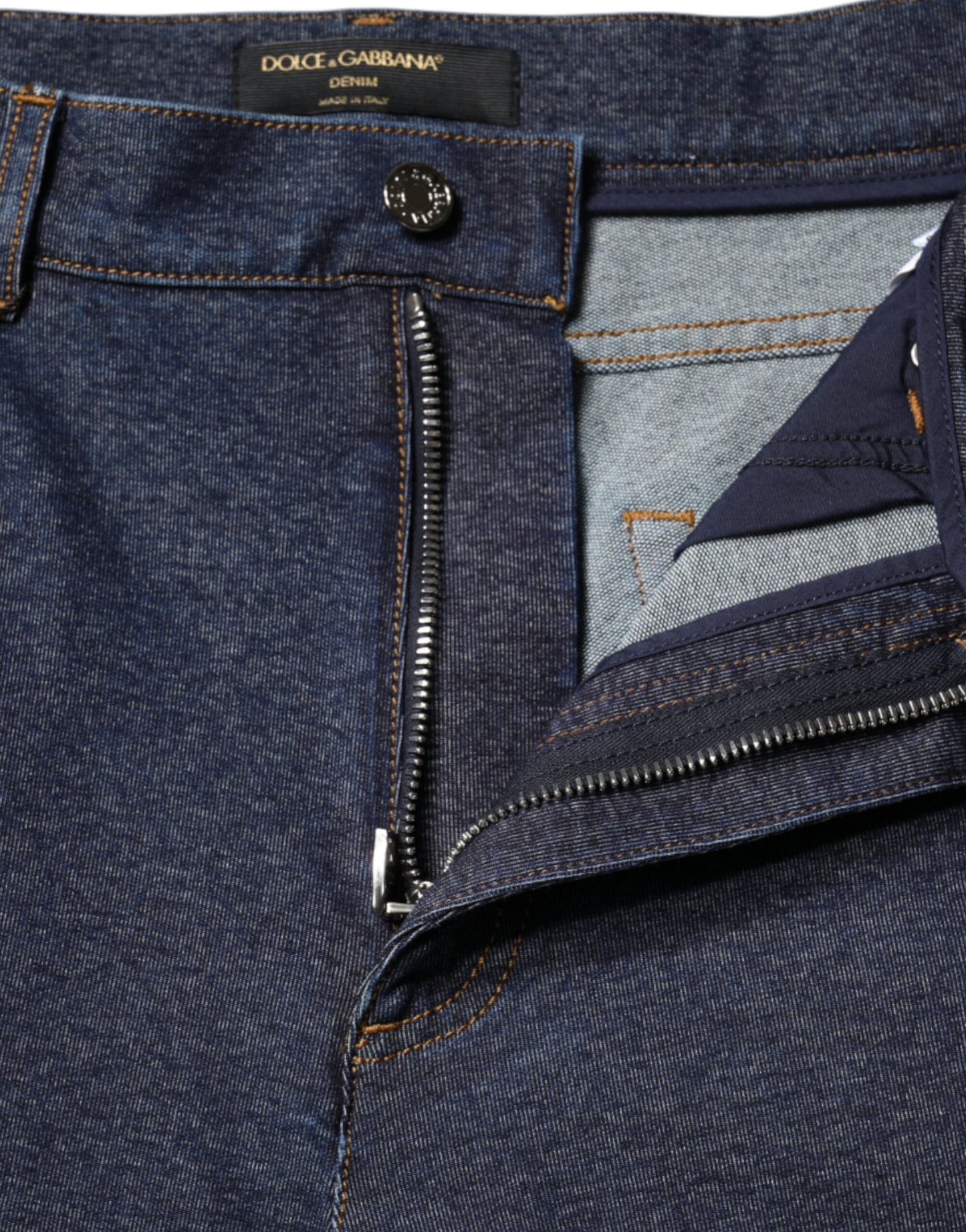 Dolce & Gabbana Dunkelblaue Stretch-Jeans aus Baumwoll-Denim mit geradem Schnitt