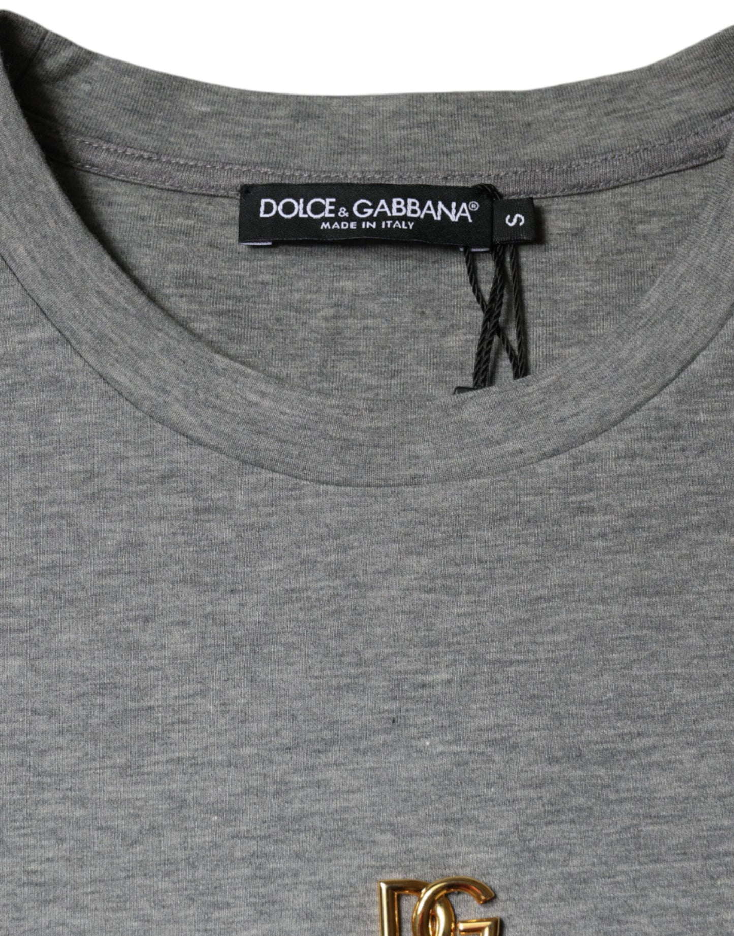 Dolce & Gabbana – T-Shirt aus grauer Baumwollmischung mit Verzierung