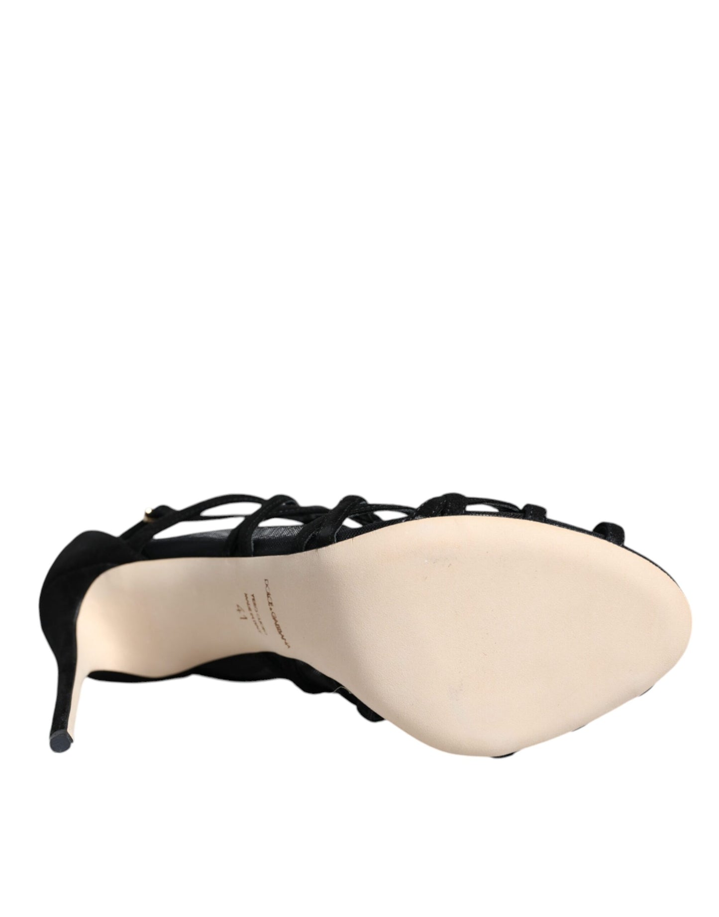 Dolce & Gabbana Schwarze Tüll Stretch Heels Sandalen Schuhe