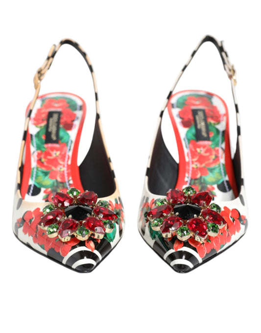 Dolce & Gabbana Slingback-Schuhe mit mehrfarbigen Kristallabsätzen