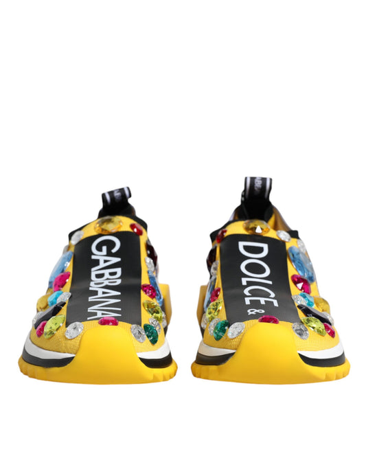 Dolce & Gabbana Gelbe Sorrento Kristalle Low Top Sneakers Schuhe