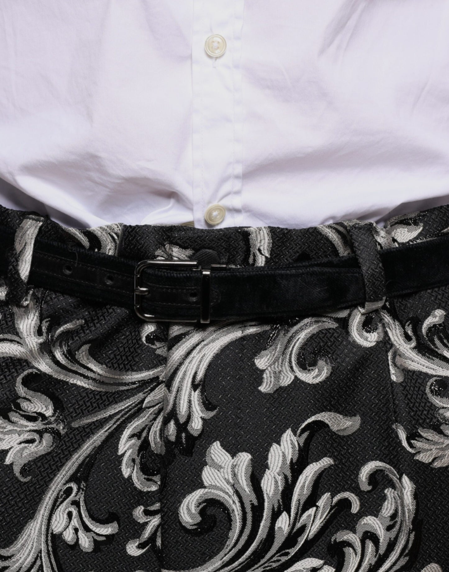 Dolce & Gabbana – Enge Anzughose aus schwarzem Jacquard